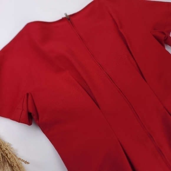 See By Chloe Anthropologie Thick Red Pleated Stretch Scoop Neck Dress Sz… - Picture 6 of 14